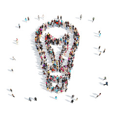 people in the shape of a lamp.