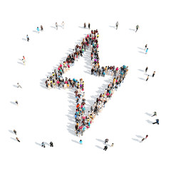 people in the shape of lightning.