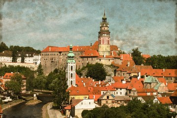 Obraz premium Cesky Krumlov, Czech Republic - Vintage