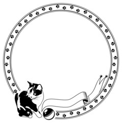 Round frame with sitting cat