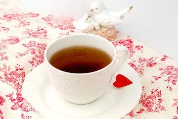 Tea heart on a white background organic eco healthy life relaxation