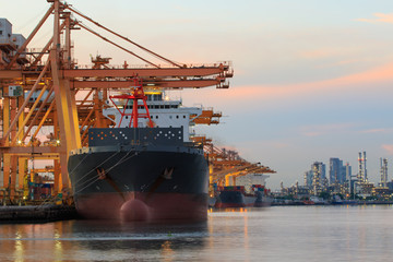 ship loading container in port