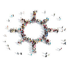 people in the shape of  sun.