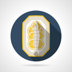 Cooked fish flat color round vector icon