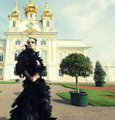 Beautiful woman in black dress 