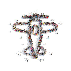 people in the shape of an airplane.