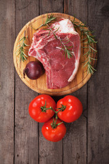 Raw ribeye steak