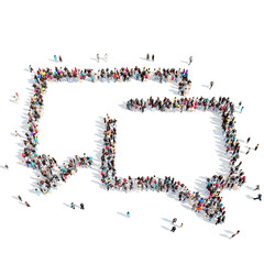 People in the shape of a chat bubble.