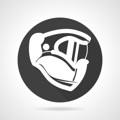 Sport helmet black round vector icon