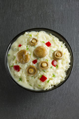 Saffron Milk Cap mushroom rice with white wine sauce