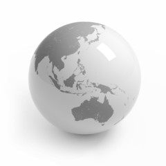 World map globe isolated with clipping path on white - Australia, Asia