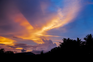 Beautiful twilight time at rural village ,Thailand