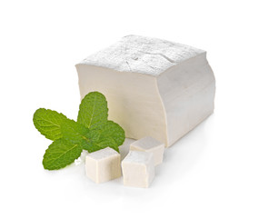tofu cheese on white background