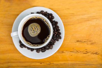Coffee cup with beans