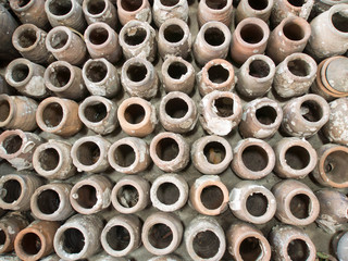 heap of many terracotta clay pots