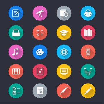 Education simple color icons