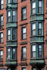 Old apartment building bay windows, New York