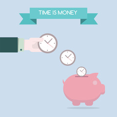 Flat design for time is money concept background, EPS10