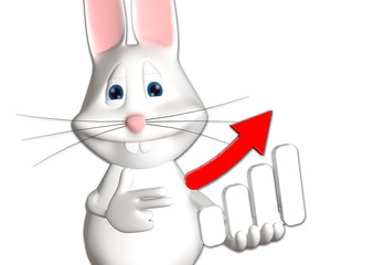 Hase Erfolg Pfeil Diagramm Symbol 3D weiß zeigen Comic