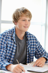 Teenage boy in class