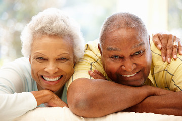 Senior African American couple at home