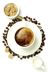 Top view of a cup of coffee
