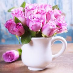 Pink roses in a pot