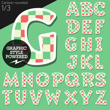 Vector children alphabet set in fresh mosaic style. Uppercase letters