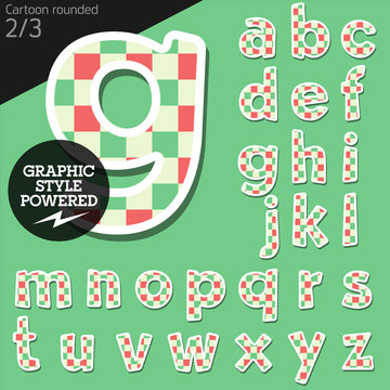 Vector children alphabet set in fresh mosaic style. Lowercase letters