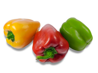 Yellow, red and green bell peppers