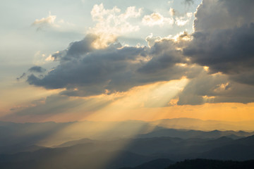 Clouds and sun ray on evening