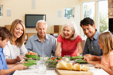 Family sharing meal