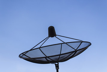 Satellite dish with empty blue sky