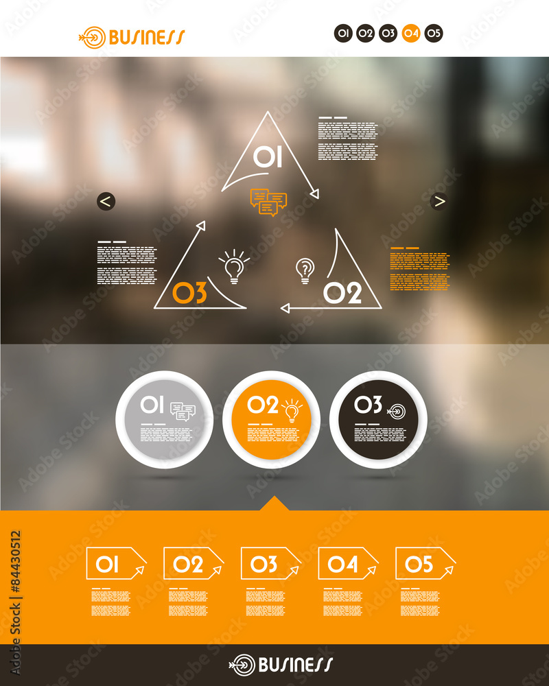 Wall mural orange website template with three circles