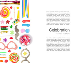 party and celebration elements on white background