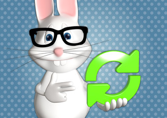 Hase Recycle Recycling Reload 3D weiß zeigen Comic