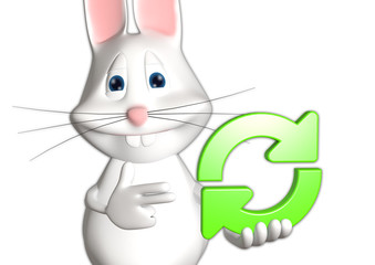 Hase Recycle Recycling Reload 3D weiß zeigen Comic
