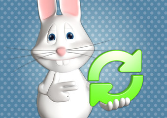 Hase Recycle Recycling Reload 3D weiß zeigen Comic