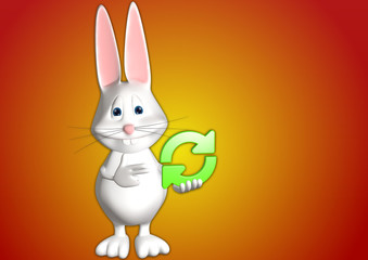 Hase Recycle Recycling Reload 3D weiß zeigen Comic