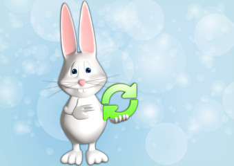 Hase Recycle Recycling Reload 3D weiß zeigen Comic