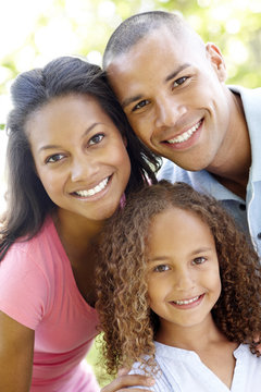 Close Up Portrait Of Young African American Family