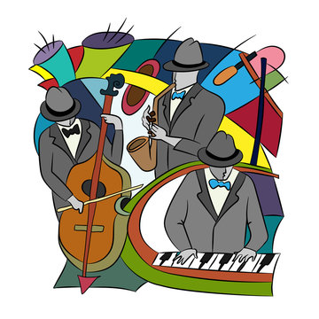 Illustration with Jazz players.