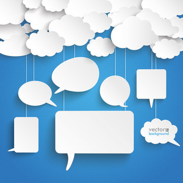 Clouds Stiped Blue Sky Speech Bubbles