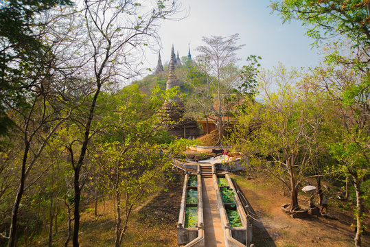 Old town Udong. The temples on the mountain. Cambodia.