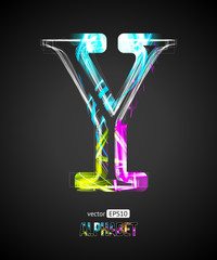 Vector Design Light Effect Alphabet. Letter Y 