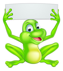Cartoon Frog Holding Sign
