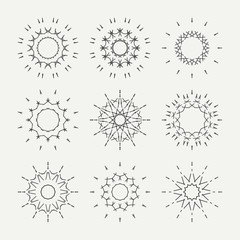 Simple monochrome geometric abstract symmetric shapes set