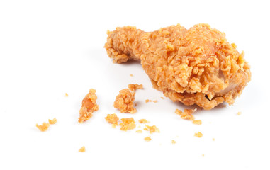 Golden brown fried chicken drumsticks