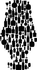 black complex glass from botteles and glasses