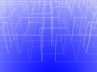 endless maze 3d illustration,wire frame 